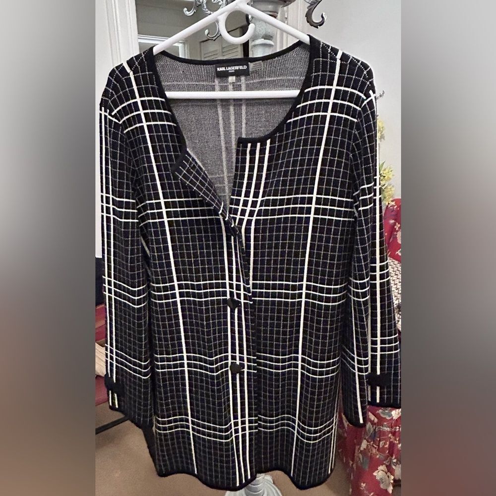 Karl Lagerfeld Black and White Knit Sweater